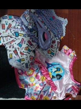 Build-A-Bear Pink and White Girls' Dress Set with Multicolor Prints